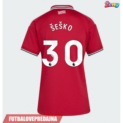 Lacne Ženy Futbalové dres Manchester United Benjamin Sesko #30 2026-27 Krátky Rukáv - Domáci